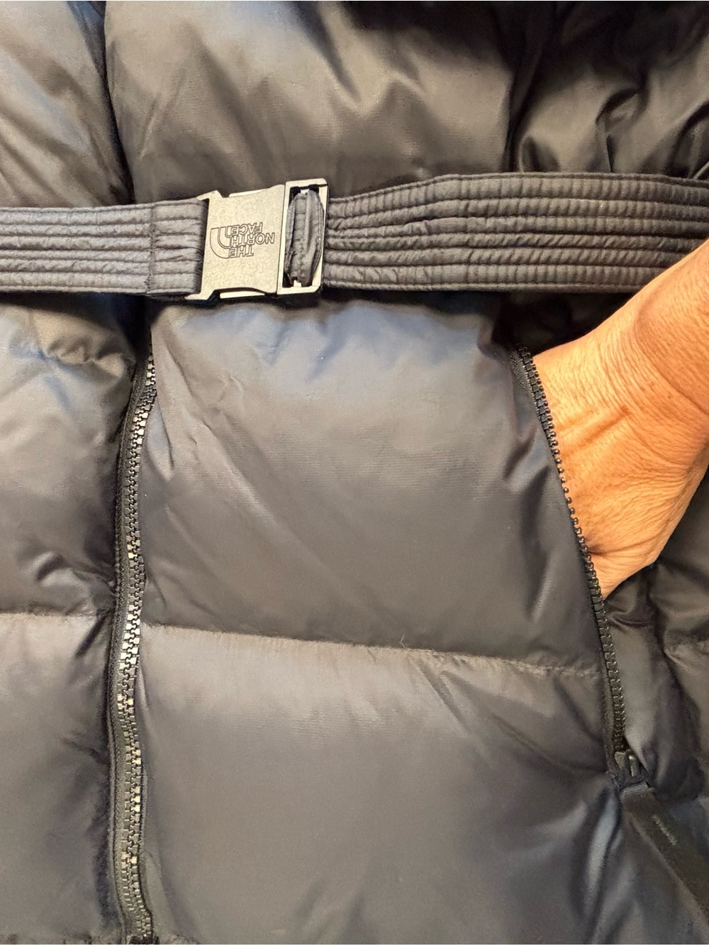 The North Face Nuptse Belted Mid Down Puffer Jacket Black 700 Fill Coat Sz XL - Picture 5 of 16